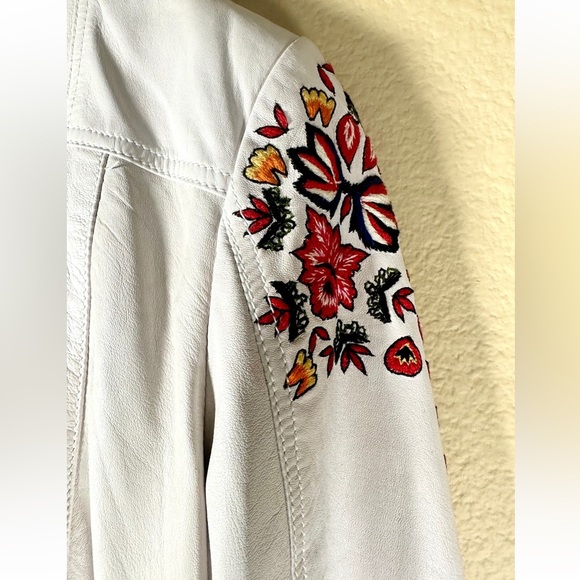 Rebecca Minkoff Lamb Leather Floral Print Biker Jacket - Picture 8 of 10